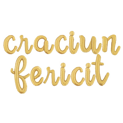 Balon Folie Scris Cursiv Craciun Fericit Auriu