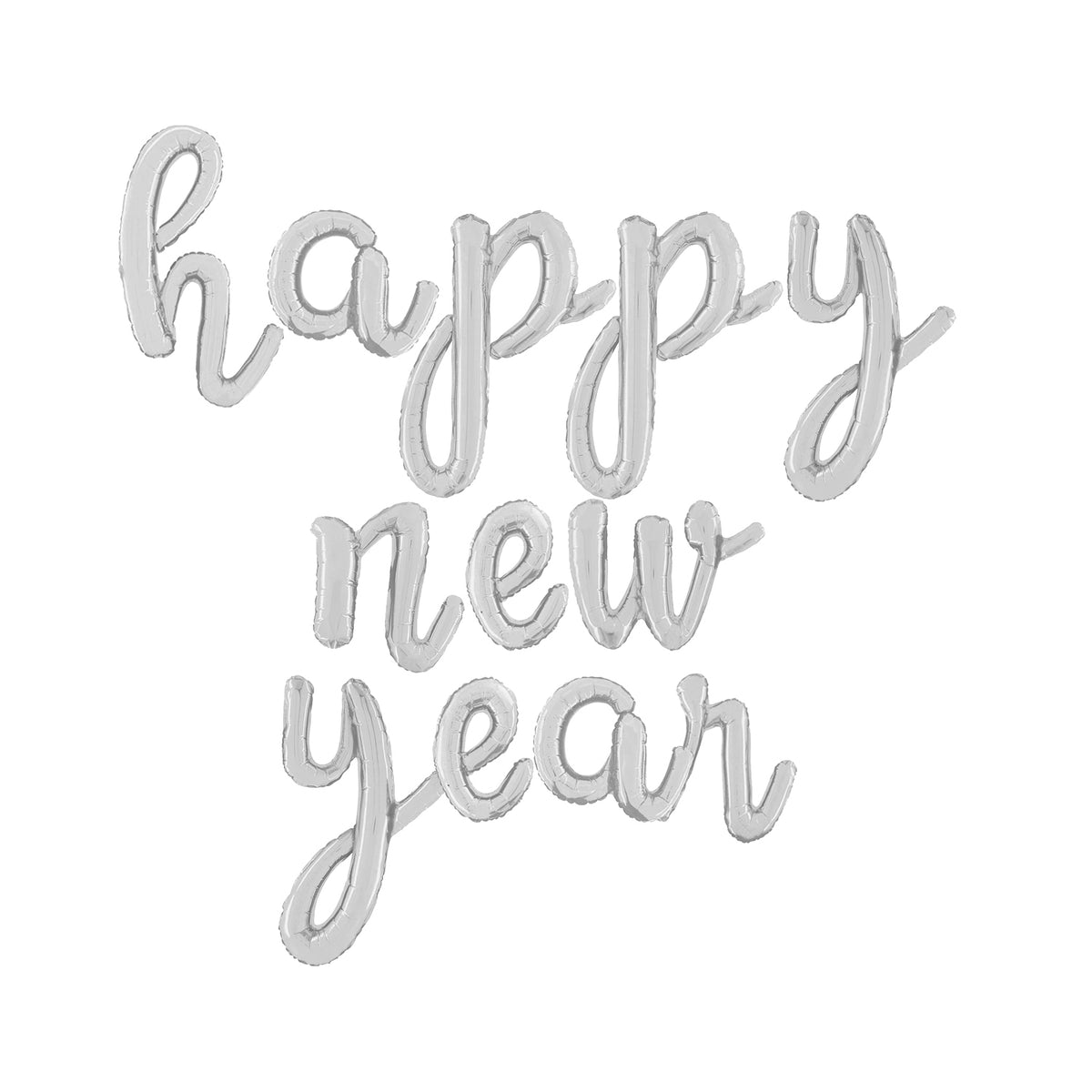Balon Folie Scris Cursiv Happy New Year Argintiu
