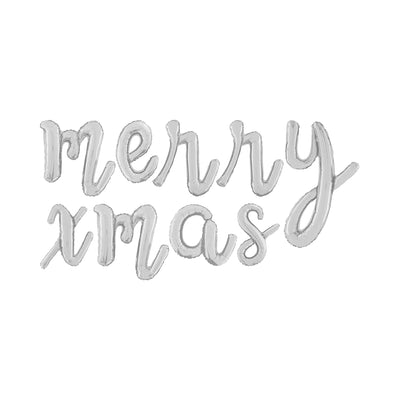 Foil Balloon Cursive Merry Xmas Silver