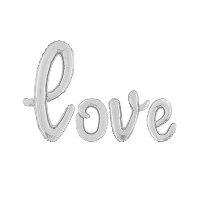 Foil Balloons Cursive Script Love Silver