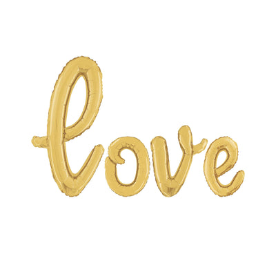 Foil Balloons Cursive Love Gold