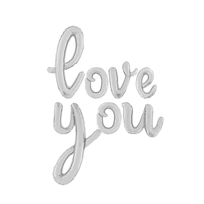 Foil Balloons Cursive Script Love You Silver