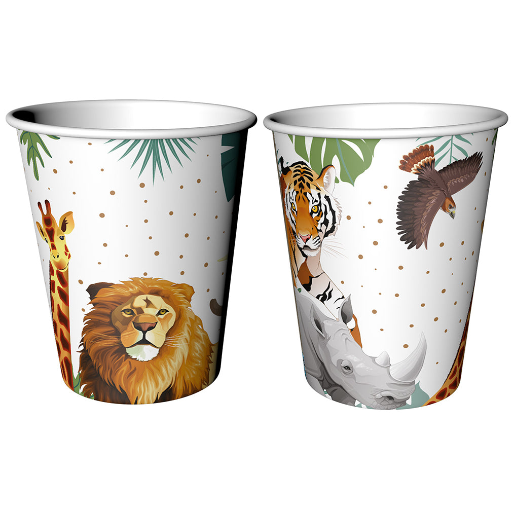 Set of 8 Party Cups with Wild Life Print 220/240ml