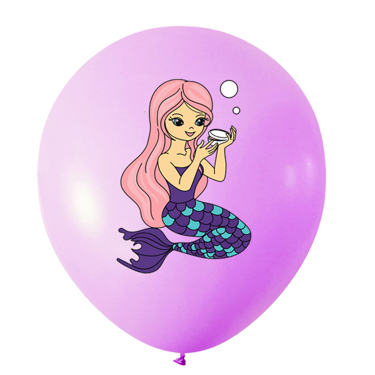 Set of 12 Assorted 30cm Latex Balloons with Mermaid Print