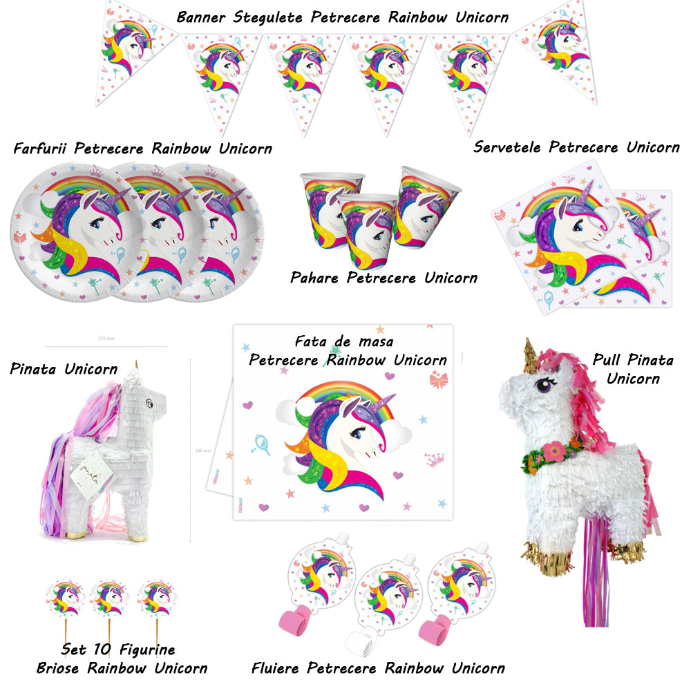 Set of 10 Rainbow Unicorn Cupcake Figurines UN2622