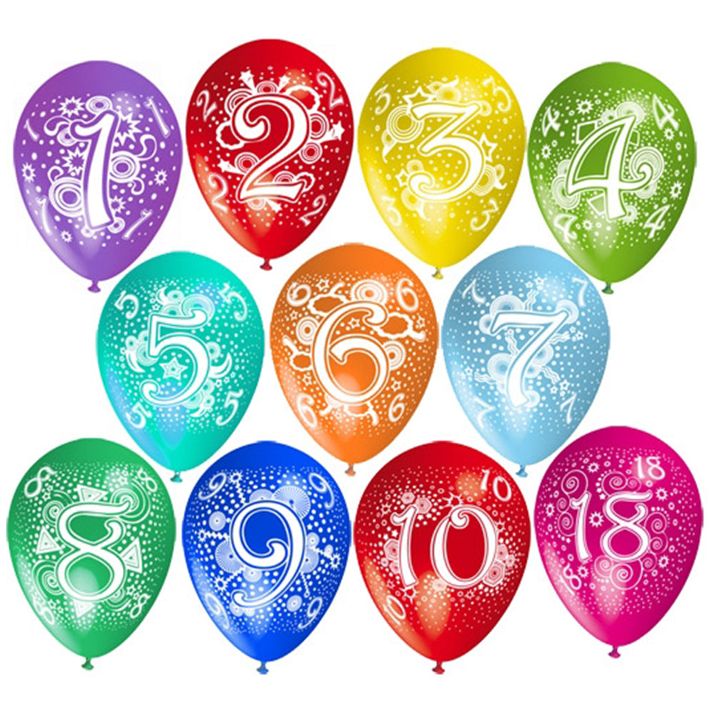 Baloane Latex 30cm Multicolor inscriptionate cu CIFRA 5 G110ASSNR5