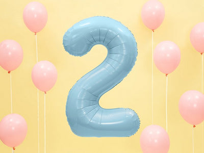 Foil Balloon Number 2 Light Blue 86 cm