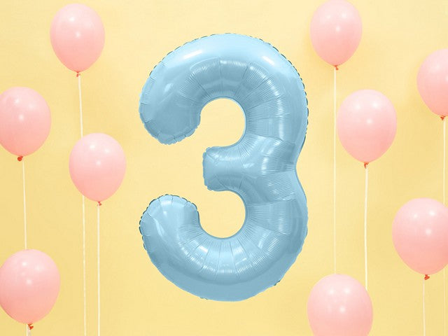 Foil Balloon Number 3 Blue 86 cm