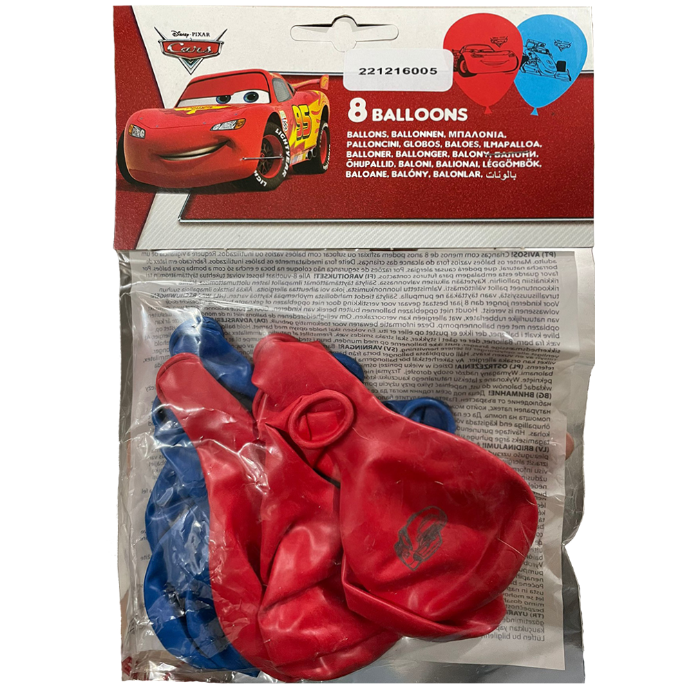 Set of 8 Latex Balloons 28cm Cars Ice