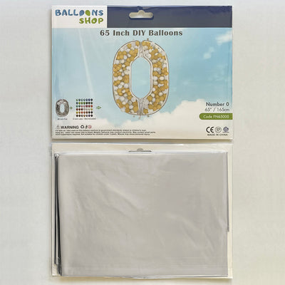 Balon Folie DIY Cifra 0 Argintiu 165 cm