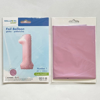 Balon Folie Cifra 1 Baby Pink 87cm