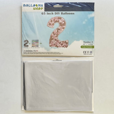 Balon Folie DIY Cifra 2 Argintiu 165cm