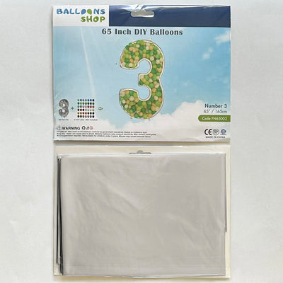 Balon Folie DIY Cifra 3 Argintiu 165cm