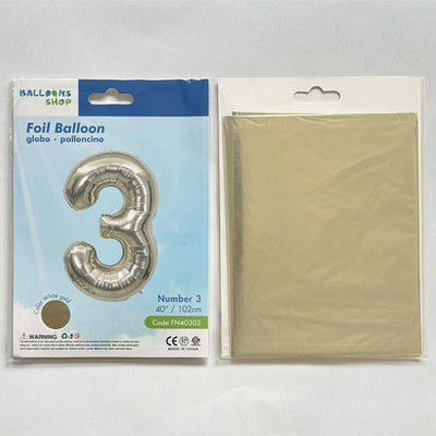 Balon Folie Cifra 3 White Gold 87cm