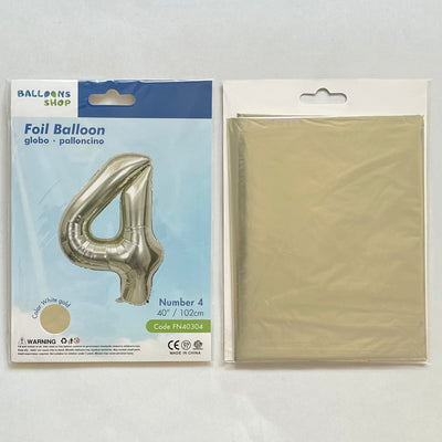 Balon Folie Cifra 4 White Gold 87cm