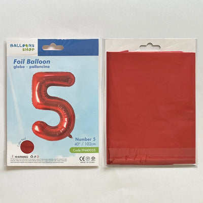 Balon Folie Cifra 5 Rosu 87cm