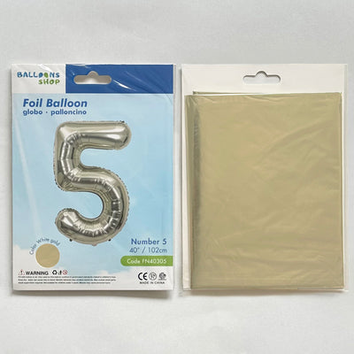 Balon Folie Cifra 5 White Gold 87cm
