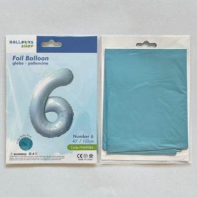 Balon Folie Cifra 6 Baby Blue 87cm