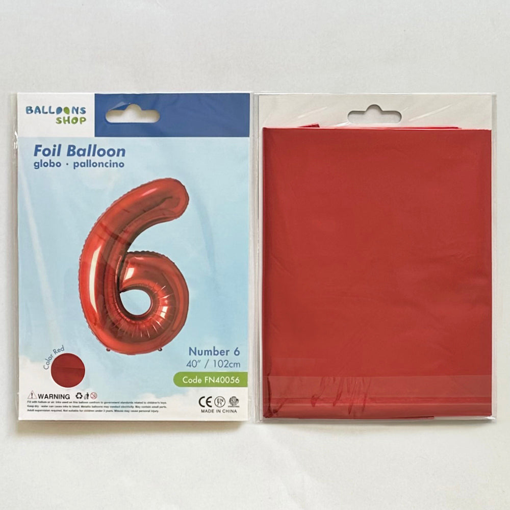 Red Foil Balloon Number 6, 87cm