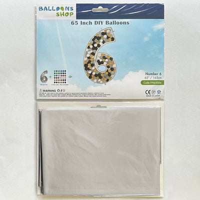 Balon Folie DIY Cifra 6 Argintiu 165cm