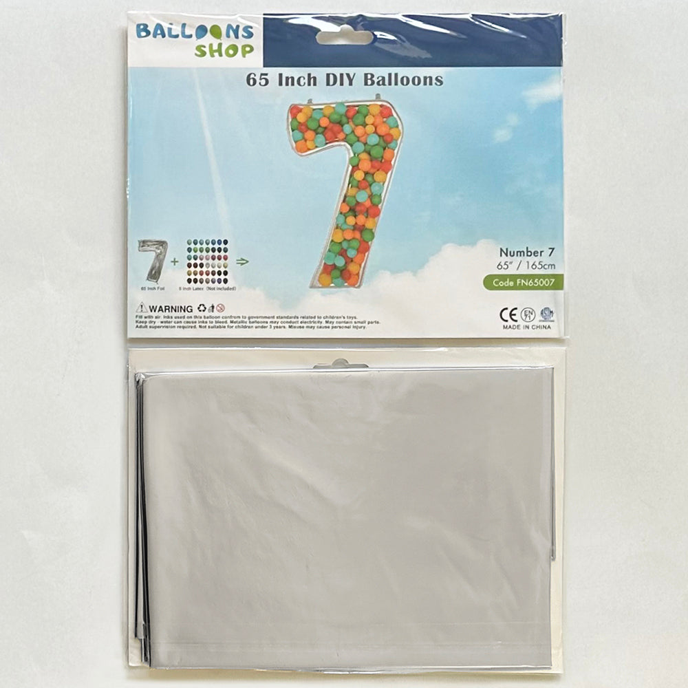 Balon Folie DIY Cifra 7 Argintiu 165cm