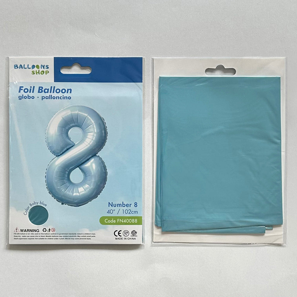 Foil Balloon Number 8 Baby Blue 87cm