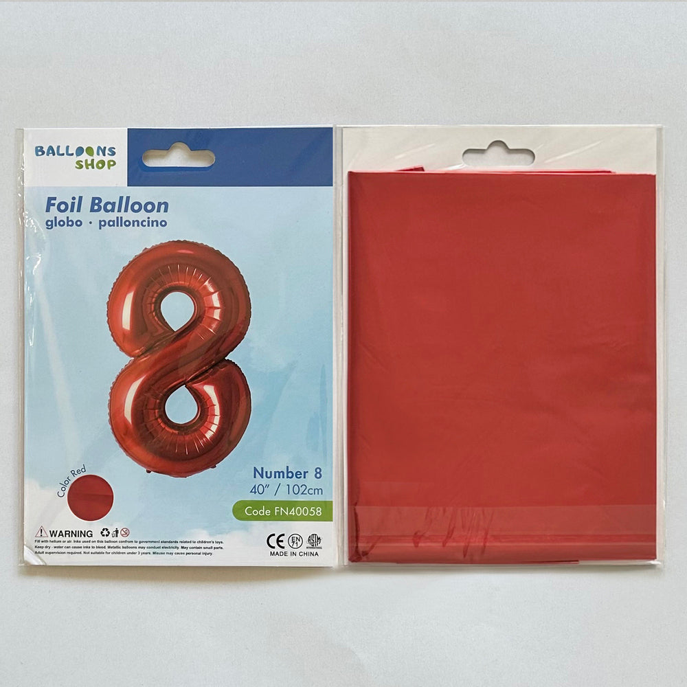 Red Number 8 Foil Balloon 87cm