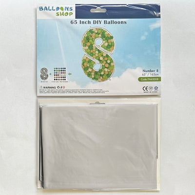 Balon Folie DIY Cifra 8 Argintiu 165cm