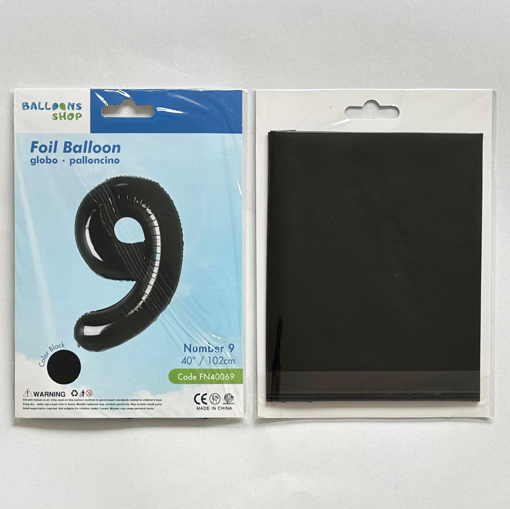 Foil Balloon Number 9 Black 87cm
