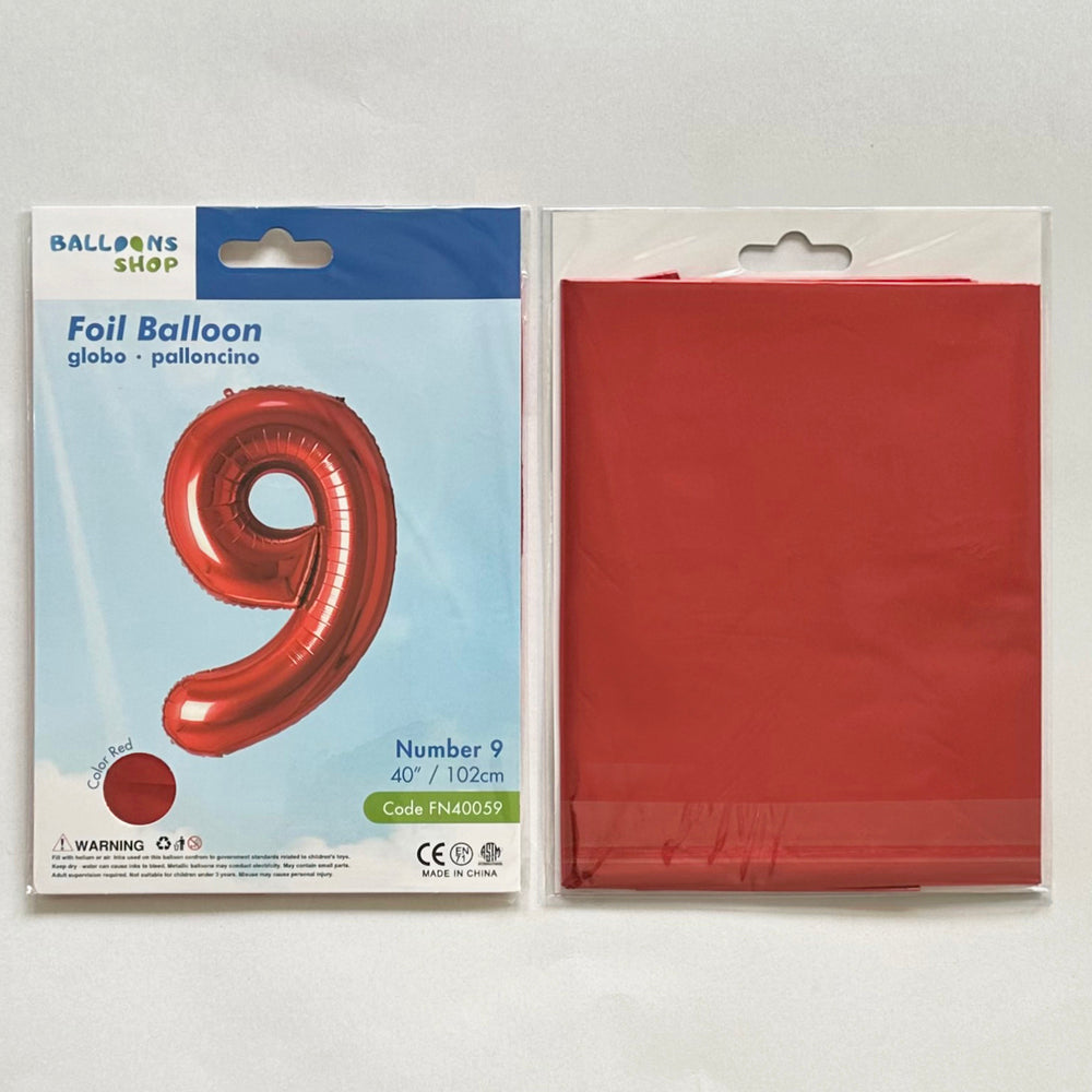 Foil Balloon Number 9 Red 87cm