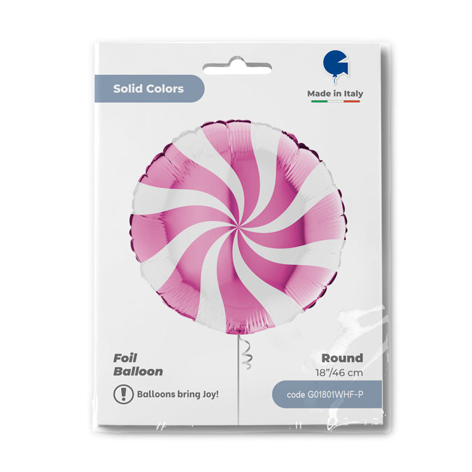 Round Lollipop White-Fuchsia Foil Balloon 46cm Grabo