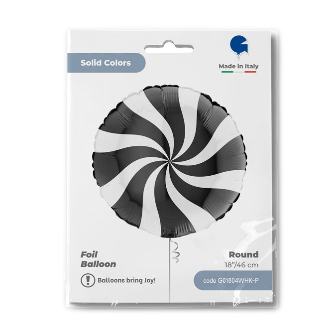 Round Black and White Lollipop Foil Balloon 46cm Grabo