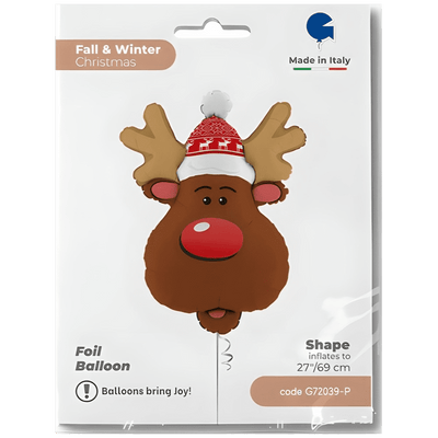 Foil Balloon Reindeer Head Figure 69cm Grabo