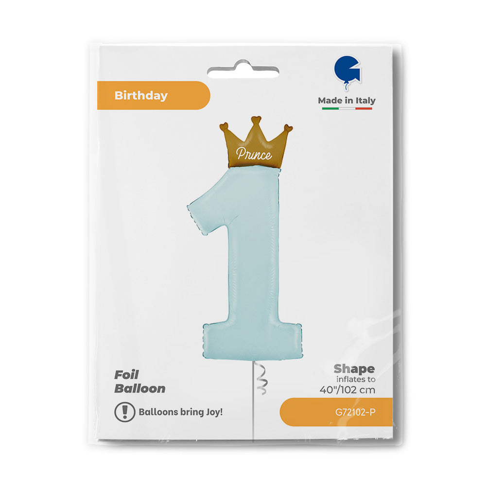 Foil Balloon Number 1 Prince 102cm