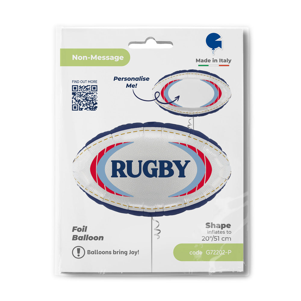 Foil Balloon Rugby Ball Figure Customizable 51cm