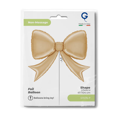 White Gold Bow Foil Balloon Figurine 90x73cm