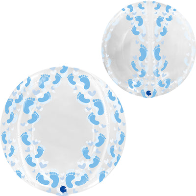 4D Sphere Foil Balloon with Blue Feet 48cm