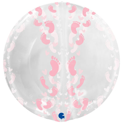 Grabo 4D Sphere Pink Footprints Foil Balloon 48cm