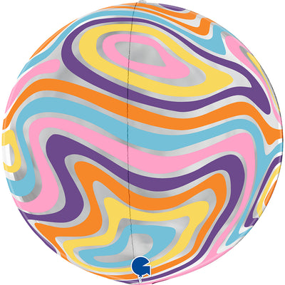 Foil Balloon Sphere 4D Groovy Marble 38cm