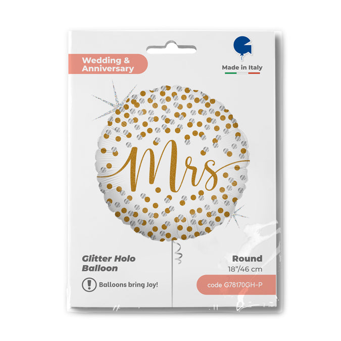 Balon Folie print confetti Mrs 46 cm Grabo