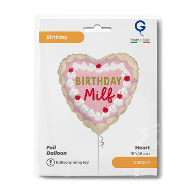 Heart-Shaped Foil Balloon Birthday Milf 46cm