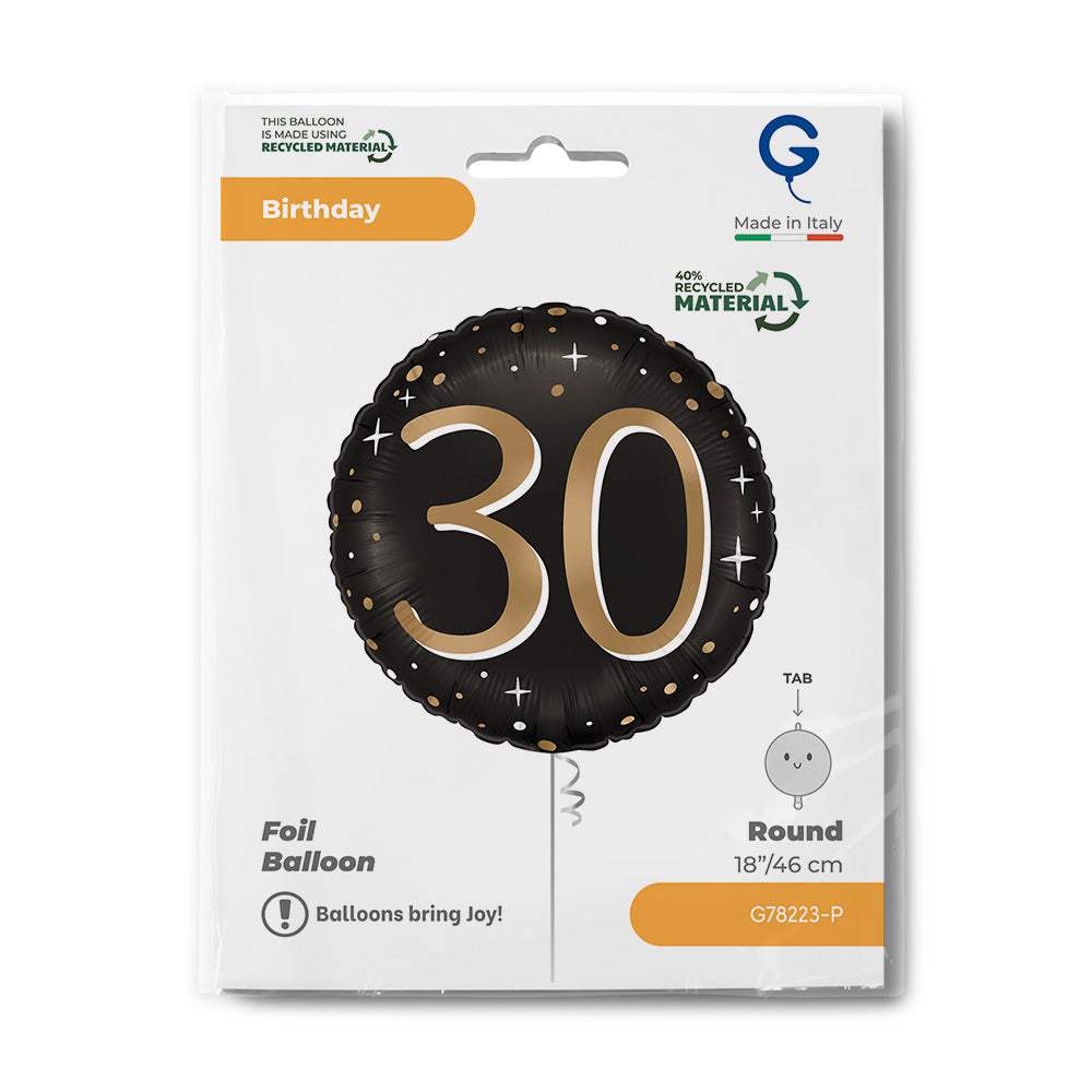 Balon Folie Rotund Aniversare 30 ani Auriu 46cm