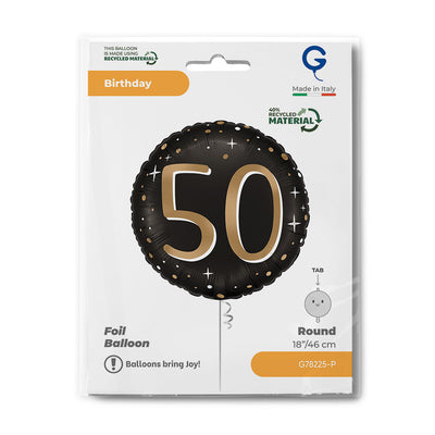 Gold 50th Anniversary Round Foil Balloon 46cm