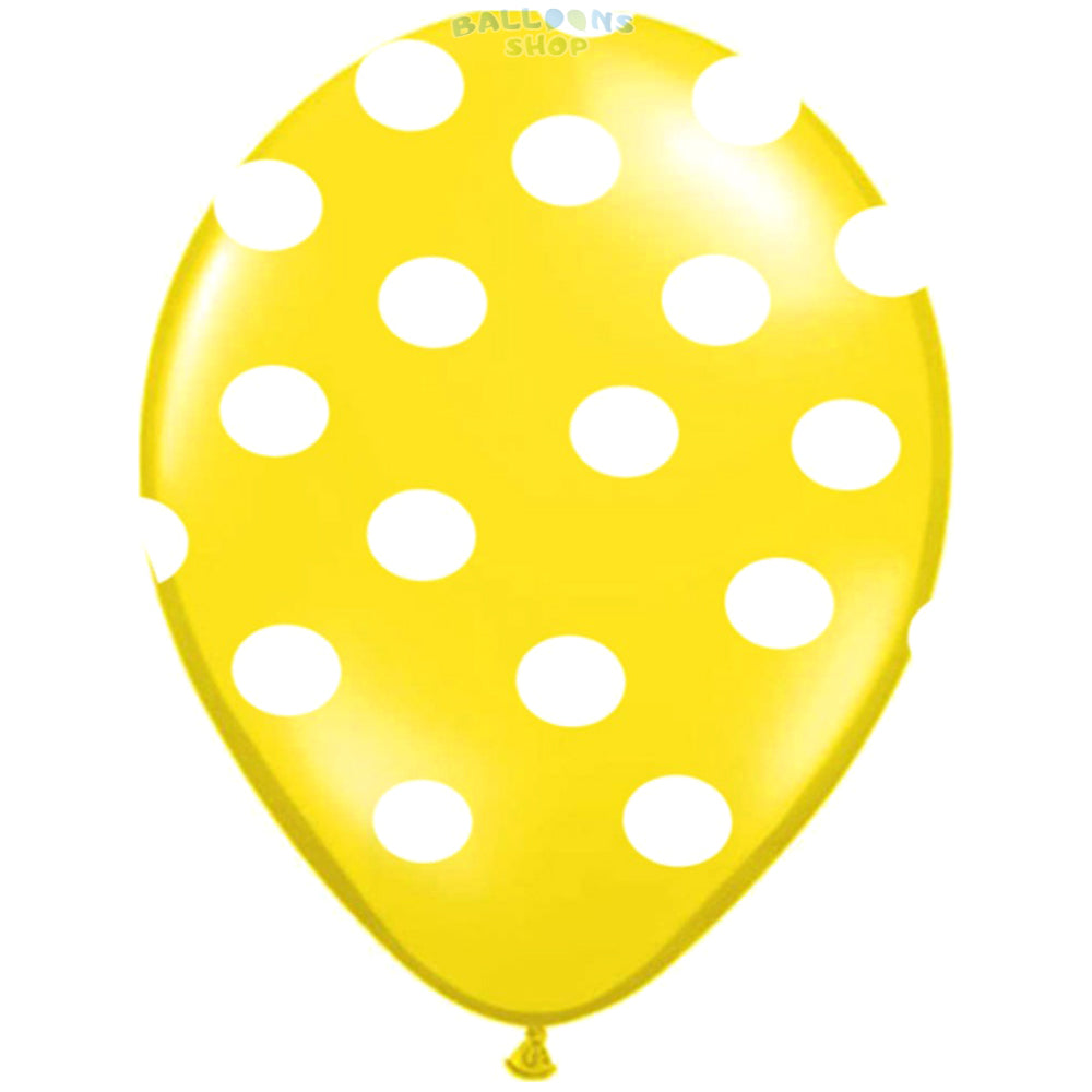 Latex Balloons 26cm Light Yellow with White Dots - G90DOTS.02