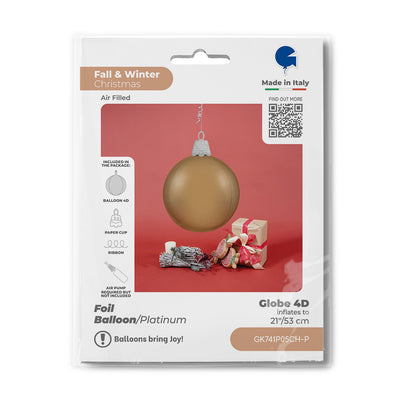 Balon Folie Glob de Craciun 4D Platinum Champagne 53cm