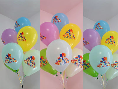 Set 12 Baloane 30cm Multicolor Print Happy Birthday