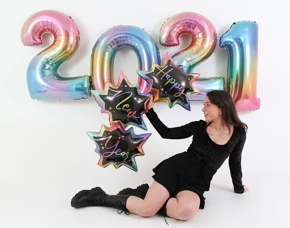 Foil Balloon Figurine Happy New Year Opal 104cm Grabo