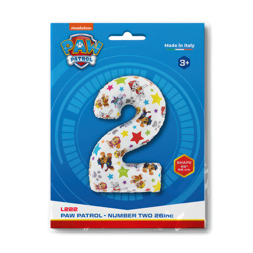 Foil Balloon NUMBER 2 Paw Patrol 66cm Grabo