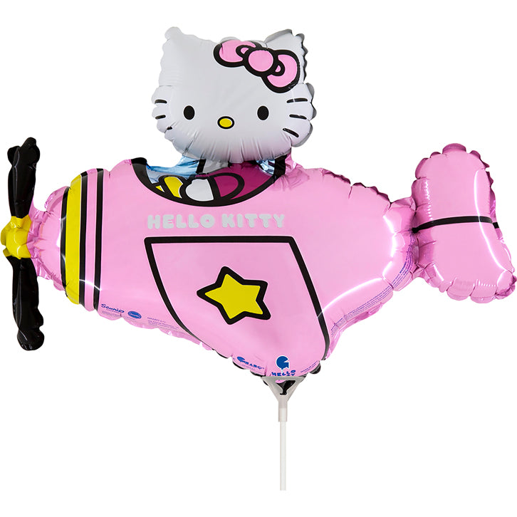 Foil Balloon Mini Figure Hello Kitty Pink Airplane 40x25cm Grabo