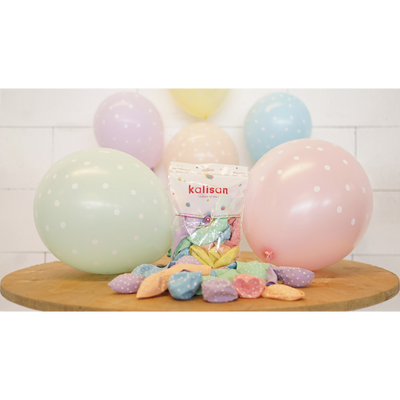 SET 25 Baloane Latex 30cm Macaron asortat cu buline albe
